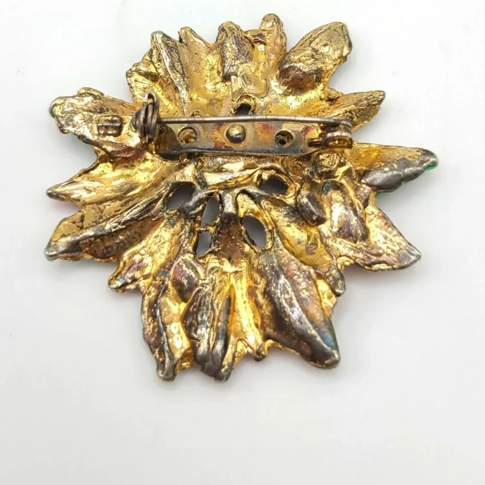 Vintage Christmas Poinsettia Brooch Pin